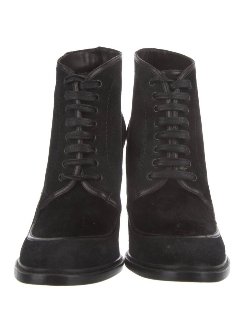 Burberry Black Suede/pony-hair Lace-Up High Heel Ankle Boot - Picture 3 of 8